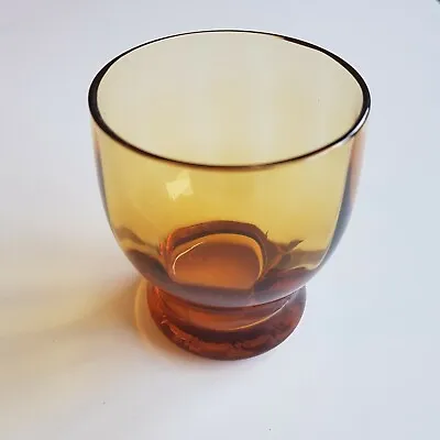 Buy Amber Yellow Drinking Glass 9cm Whiskey Bar Retro Heavy Base Whisky Tumbler VTG • 8.90£