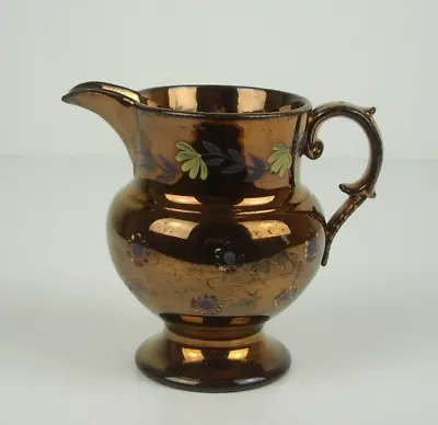 Buy Vintage Victorian Copper Lustre Ware Small Jug Milk Jug Creamer Floral Pattern • 4.99£