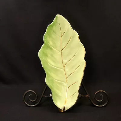 Buy Royal Winton Grimwades Serving Plate Long Leaf Ware Light Green Gold HTF 1950's • 37.38£