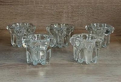 Buy Set Of 5 Matching Vintage Crystal Glass Candle Holders Reims France • 14.99£
