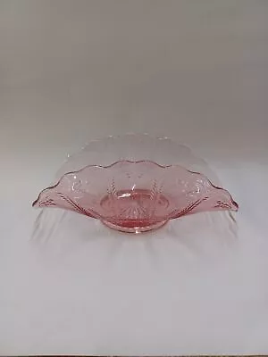 Buy Vintage L.E. Smith Banana Boat Pink Glass Scalloped Edge Centerpiece Fruit Bowl • 18.13£