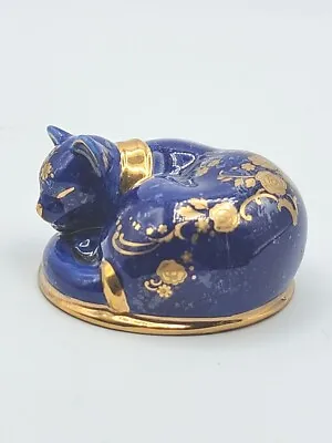 Buy The Franklin Mint Curio Cabinet Cat Cobalt Blue And Gold Floral Kitty Figurine  • 69.16£