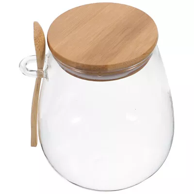 Buy Glass Food Jar With Sealed Bamboo Lid And Spoon • 11.99£