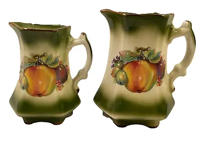 Buy Mayfayre Pottery Pitchers With Fruit Pattern, Set Of 2, Vintage • 10.99£