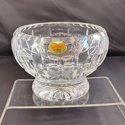 Buy Vintage ROYAL BRIERLEY Cut Crystal Glass Rose Fruit Bowl Original Label Attached • 8.99£