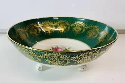 Buy Coalport, Floral Green Gold Bowl Large Footed Centrepiece • 14.99£