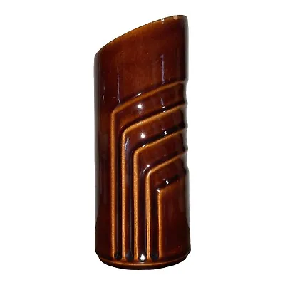 Buy 1970’s STEULER CARI ZALLONI MCM Retro 8’ Tall Cylinder Brown Funky Vase #360/20 • 75.11£