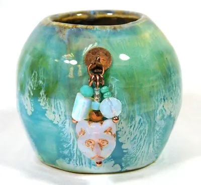 Buy Handmade Bejeweled Ceramics Embellished Art Pottery Trinket Pot • 24.33£