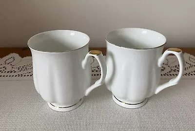 Buy Two White Fine Bone China Mugs • 6.50£