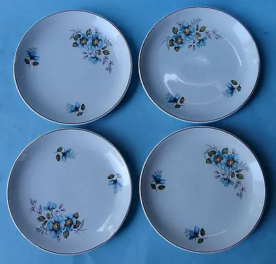 Buy ROYAL TUDOR Staffordshire China Vintage BLUE ENGLISH VIOLATES Dinnerware 4 PLATE • 24.01£
