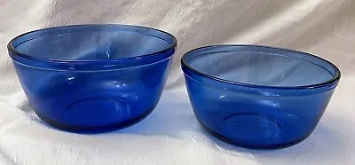 Buy 2 Anchor Hocking Cobalt Blue Glass Mixing Nesting Bowls 1.5 Quart & 2.5 Quart • 21.82£