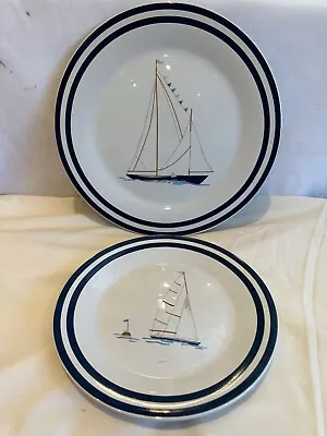 Buy Slyvie Thiriez Sailing Ship Ceramic Dinner & Side Plates 26cm & 20cm Diameter • 24.80£