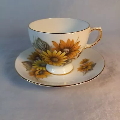 Buy Queen Anne Bone China Cup And Saucer, Yellow Daisies, Made In England • 5.68£