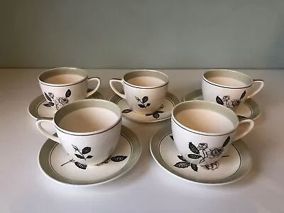 Buy Vintage Crown Devon Fieldings Ivory Queen Cup And Saucer Pale Rose Green Cream • 25£