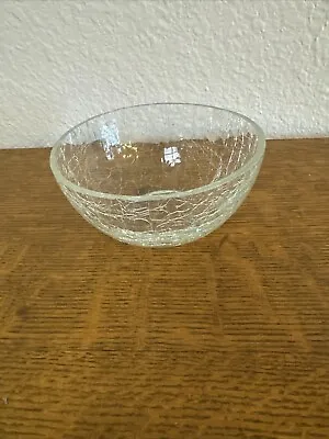 Buy Crackle Glass Clear Bowl Vintage 5.5 Inch • 14.46£