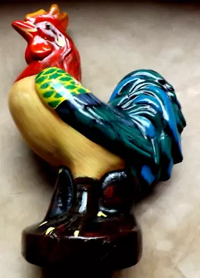Buy Vintage Pottery Chicken Rooster Hand Painted Figurine Ornament Glass Eyes • 9.95£