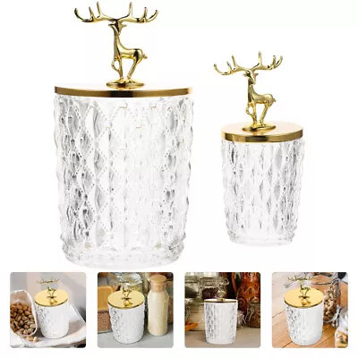 Buy  2 Pcs Tea Storage Can Sealed Jar With Lid Kitchen Canister Crystal • 34.18£