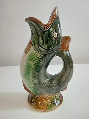 Buy Antique Dartmouth Majolica Glug Gurgle Pottery Fish Novelty Pitcher Jug 9  Tall • 14.99£