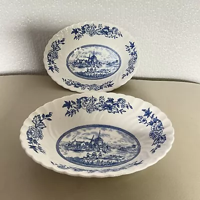 Buy JOHNSON BROTHERS ~  TULIP TIME ~ Regency Blue  2 X Oval Bowls Approx  9.5  X 7” • 12£