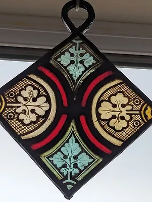 Buy Wonderful Victorian Compact Stained Glass Window Panel With Hand Painted Element • 130£