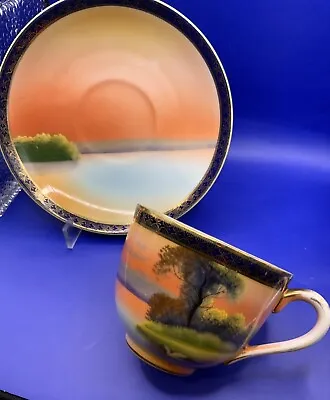 Buy Noritake - China Cup And Saucer - Hand Painted Landscape Design • 9.99£