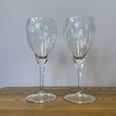 Buy Pair Gleneagles Crystal ST ANDREWS THISTLE Wine Glasses (unsigned) B133 • 19.99£