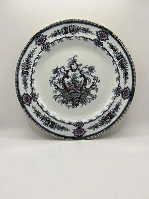 Buy Cauldron England Aqua Floral Dinner Plate 1900s Antique • 28.86£