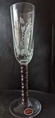 Buy Vintage Royal Brierley Crystal Champagne Flute Engraved Trout Salmon River  • 39.99£