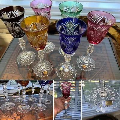 Buy 6 Set 8 1/2” Colour Knittel Fakiris Cut Clear Crystal Champagne Glass Tritschler • 590£