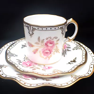 Buy Royal Crown Derby Royal Pinxton Roses Cup & Saucer Plate Trio Set • 44.95£
