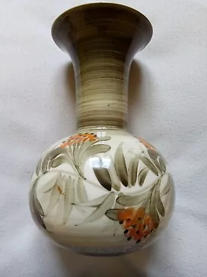 Buy Vintage Jersey Pottery Vase   Green Orange Bulb Floral Leaf Retro Design  14cm • 9.99£