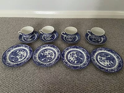 Buy Old Willow Blue & White Cup, Saucer & Plate. English Ironstone Pottery. Set Of 4 • 25£