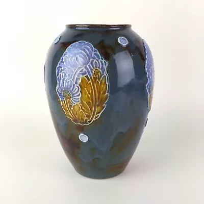 Buy Royal Doulton Vase 8258 Ovoid Blue Chrysanthemums ? 1902-22 Emily Welch 6¾  T • 50£
