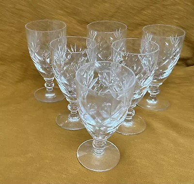 Buy Set X6 Royal Doulton Webb Corbett Crystal Georgian Pattern Sherry Glasses 4 3/8  • 24.99£