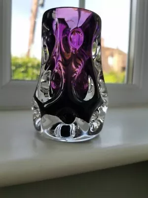 Buy Vintage Liskeard Knobbly Purple Art Glass Vase Design By Jim Dyer C1970's • 32£