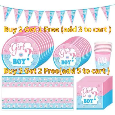 Buy Gender Reveal Baby Shower Boys Girl Unisex Party Supplies Tableware Decorations • 5.89£