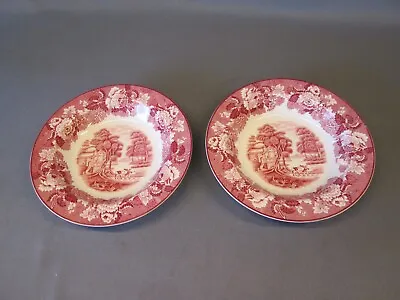 Buy SET 2 ENOCH WOODS WARE English Scenery Wood And Sons PINK 7.75  SOUP BOWLS • 38.42£