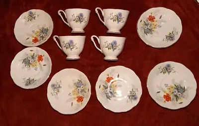 Buy Queen Anne Bone China Cup & Saucers Pink Flowers Pattern Summertime 10 Pcs • 14.99£