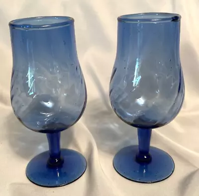 Buy 2 Cobalt Blue Optic Crystal 4 Oz Cordial Liqueur Champagne Wine Glasses Barware • 11.67£