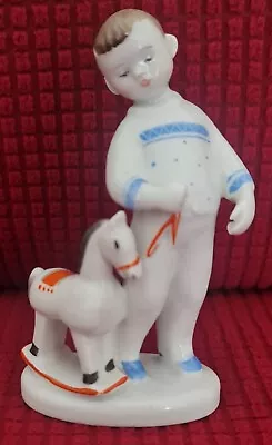 Buy Rare Vintage Russian Ussr Lomonosov  Porcelain Figurine Stamp Base Boy Horse • 289.72£