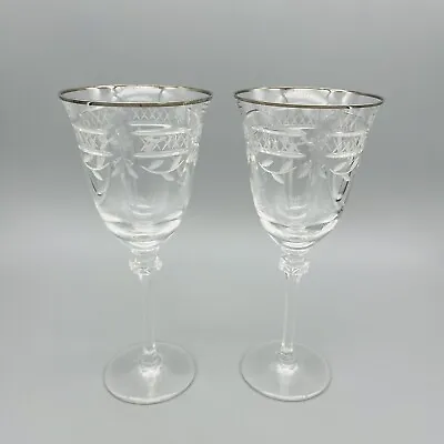 Buy Royal Doulton Wellesley Platinum 7-5/8” Wine Glass W/ Logo Discontinued Set Of 2 • 85.15£