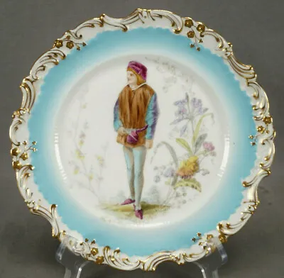 Buy Adderley Hand Colored Renaissance Gentleman Turquoise & Gold 8 7/8 Inch Plate • 81.52£
