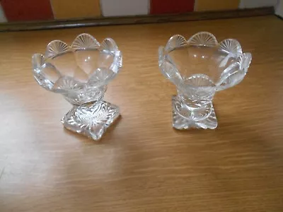 Buy 2 Vintage Pressed Glass Candle Holders • 4.99£