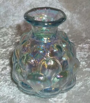 Buy Vintage Miniature Fenton Iridescent Pale Blue Jacqueline Carnival Glass Vase USA • 25.57£