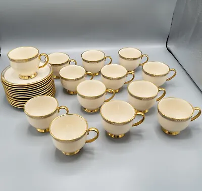Buy Lenox McKinley Footed Tea Cup & Saucers Set Of 13 FREE USA SHIPPING • 186.11£