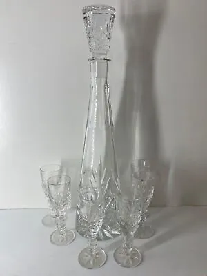Buy Thomas Webb Crystal Othello Cut Glass Tall Decanter And Set Of 6 Small Glasses  • 164.69£