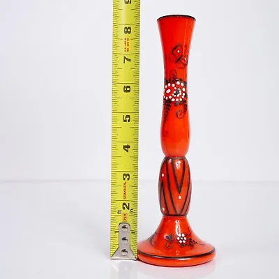 Buy Czech Glass Bud Vase W/ Raised Flowers Bohemian Handpainted ￼8.25  Tall • 27.56£