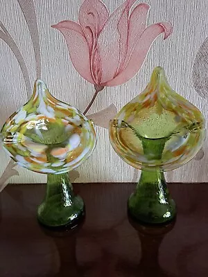 Buy Pair Of Vaseline / End Of Day Glass Vases - Jack In The Pulpit • 45£