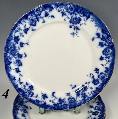 Buy Set Of 4 Antique English China Victorian Flow Blue Semi Porcelain Dinner Plates • 356.64£