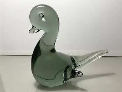 Buy Wedgwood Style Clear Grey/green Tinted Duck Bird Figure Art Glass Paperweight • 12.99£